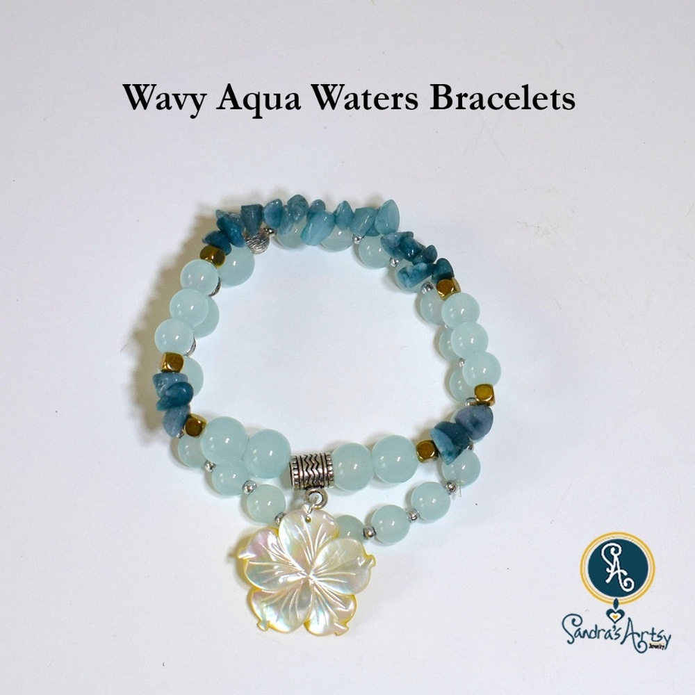 Wavy Aqua Waters Stretch Bracelets
